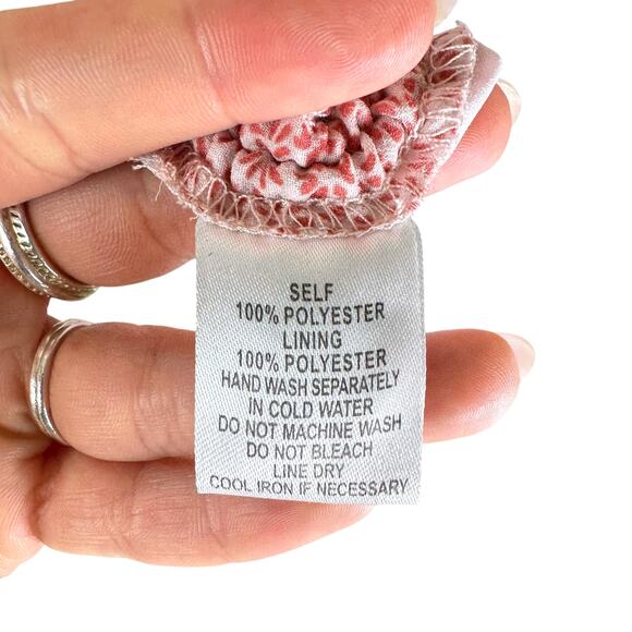 Native Daughters Red Pink Micro Floral Print Babydoll Ruched Dainty Mini Dress - Picture 10 of 10